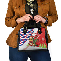 Cuba Christmas Shoulder Handbag with Santa Hummingbird Cuban Flag Feliz Navidad and Snowflake - Wonder Print Shop