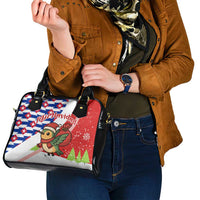 Cuba Christmas Shoulder Handbag with Santa Hummingbird Cuban Flag Feliz Navidad and Snowflake - Wonder Print Shop