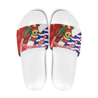Cuba Christmas Slide Sandals with Santa Hummingbird Cuban Flag Feliz Navidad and Snowflake - Wonder Print Shop