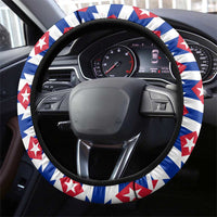 Cuba Christmas Steering Wheel Cover with Santa Hummingbird Cuban Flag Feliz Navidad and Snowflake - Wonder Print Shop
