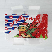 Cuba Christmas Tablecloth with Santa Hummingbird Cuban Flag Feliz Navidad and Snowflake - Wonder Print Shop