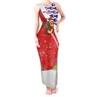 Cuba Christmas Tank Maxi Dress with Santa Hummingbird Cuban Flag Feliz Navidad and Snowflake - Wonder Print Shop
