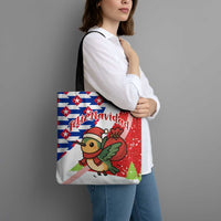 Cuba Christmas Tote Bag with Santa Hummingbird Cuban Flag Feliz Navidad and Snowflake - Wonder Print Shop