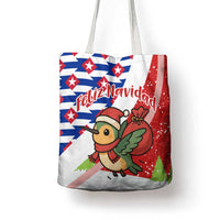 Cuba Christmas Tote Bag with Santa Hummingbird Cuban Flag Feliz Navidad and Snowflake - Wonder Print Shop