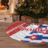Cuba Christmas Tree Skirt with Santa Hummingbird Cuban Flag Feliz Navidad and Snowflake - Wonder Print Shop