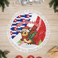Cuba Christmas Tree Skirt with Santa Hummingbird Cuban Flag Feliz Navidad and Snowflake - Wonder Print Shop