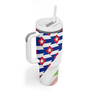 Cuba Christmas Tumbler With Handle with Santa Hummingbird Cuban Flag Feliz Navidad and Snowflake - Wonder Print Shop