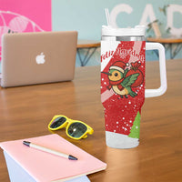 Cuba Christmas Tumbler With Handle with Santa Hummingbird Cuban Flag Feliz Navidad and Snowflake - Wonder Print Shop