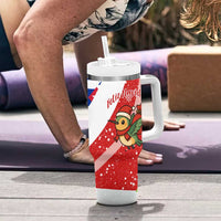 Cuba Christmas Tumbler With Handle with Santa Hummingbird Cuban Flag Feliz Navidad and Snowflake - Wonder Print Shop