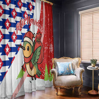 Cuba Christmas Window Curtain with Santa Hummingbird Cuban Flag Feliz Navidad and Snowflake - Wonder Print Shop