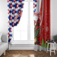 Cuba Christmas Window Curtain with Santa Hummingbird Cuban Flag Feliz Navidad and Snowflake - Wonder Print Shop