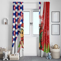 Cuba Christmas Window Curtain with Santa Hummingbird Cuban Flag Feliz Navidad and Snowflake - Wonder Print Shop