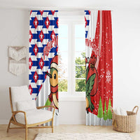 Cuba Christmas Window Curtain with Santa Hummingbird Cuban Flag Feliz Navidad and Snowflake - Wonder Print Shop