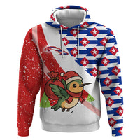 Cuba Christmas Zip Hoodie with Santa Hummingbird Cuban Flag Feliz Navidad and Snowflake - Wonder Print Shop