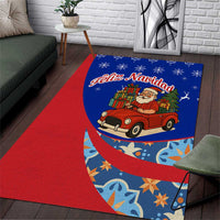 Cuba Christmas Area Rug with Santa Driving Classic Car Cuban Seal Feliz Navidad and Holiday Gift - Wonder Print Shop
