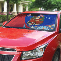 Cuba Christmas Auto Sun Shade with Santa Driving Classic Car Cuban Seal Feliz Navidad and Holiday Gift - Wonder Print Shop