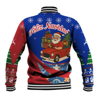 Cuba Christmas Baseball Jacket with Santa Driving Classic Car Cuban Seal Feliz Navidad and Holiday Gift - Wonder Print Shop