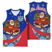 Cuba Christmas Basketball Jersey with Santa Driving Classic Car Cuban Seal Feliz Navidad and Holiday Gift - Wonder Print Shop