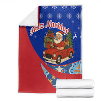 Cuba Christmas Blanket with Santa Driving Classic Car Cuban Seal Feliz Navidad and Holiday Gift - Wonder Print Shop