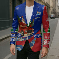 Cuba Christmas Blazer with Santa Driving Classic Car Cuban Seal Feliz Navidad and Holiday Gift - Wonder Print Shop