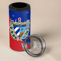 Cuba Christmas 4 in 1 Can Cooler Tumbler with Santa Driving Classic Car Cuban Seal Feliz Navidad and Holiday Gift - Wonder Print Shop