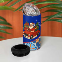 Cuba Christmas 4 in 1 Can Cooler Tumbler with Santa Driving Classic Car Cuban Seal Feliz Navidad and Holiday Gift - Wonder Print Shop