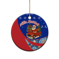 Cuba Christmas Ceramic Ornament with Santa Driving Classic Car Cuban Seal Feliz Navidad and Holiday Gift - Wonder Print Shop