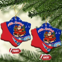 Cuba Christmas Ceramic Ornament with Santa Driving Classic Car Cuban Seal Feliz Navidad and Holiday Gift - Wonder Print Shop