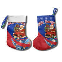 Cuba Christmas Stocking with Santa Driving Classic Car Cuban Seal Feliz Navidad and Holiday Gift - Wonder Print Shop