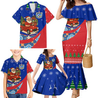 Cuba Christmas Family Matching Mermaid Dress and Hawaiian Shirt with Santa Driving Classic Car Cuban Seal Feliz Navidad and Holiday Gift - Wonder Print Shop