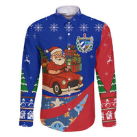 Cuba Christmas Family Matching Off The Shoulder Long Sleeve Dress and Hawaiian Shirt with Santa Driving Classic Car Cuban Seal Feliz Navidad and Holiday Gift - Wonder Print Shop