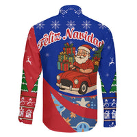 Cuba Christmas Family Matching Off Shoulder Maxi Dress and Hawaiian Shirt with Santa Driving Classic Car Cuban Seal Feliz Navidad and Holiday Gift - Wonder Print Shop