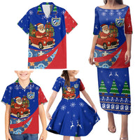 Cuba Christmas Family Matching Puletasi and Hawaiian Shirt with Santa Driving Classic Car Cuban Seal Feliz Navidad and Holiday Gift - Wonder Print Shop