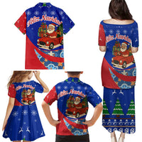 Cuba Christmas Family Matching Puletasi and Hawaiian Shirt with Santa Driving Classic Car Cuban Seal Feliz Navidad and Holiday Gift - Wonder Print Shop