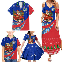 Cuba Christmas Family Matching Summer Maxi Dress and Hawaiian Shirt with Santa Driving Classic Car Cuban Seal Feliz Navidad and Holiday Gift - Wonder Print Shop