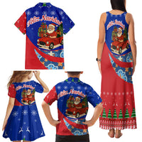 Cuba Christmas Family Matching Tank Maxi Dress and Hawaiian Shirt with Santa Driving Classic Car Cuban Seal Feliz Navidad and Holiday Gift - Wonder Print Shop