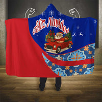 Cuba Christmas Hooded Blanket with Santa Driving Classic Car Cuban Seal Feliz Navidad and Holiday Gift - Wonder Print Shop