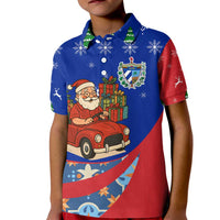 Cuba Christmas Kid Polo Shirt with Santa Driving Classic Car Cuban Seal Feliz Navidad and Holiday Gift - Wonder Print Shop