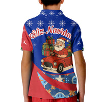 Cuba Christmas Kid Polo Shirt with Santa Driving Classic Car Cuban Seal Feliz Navidad and Holiday Gift - Wonder Print Shop