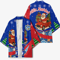 Cuba Christmas Kimono with Santa Driving Classic Car Cuban Seal Feliz Navidad and Holiday Gift - Wonder Print Shop