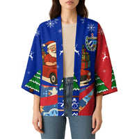 Cuba Christmas Kimono with Santa Driving Classic Car Cuban Seal Feliz Navidad and Holiday Gift - Wonder Print Shop