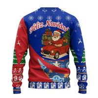 Cuba Christmas Ugly Christmas Sweater with Santa Driving Classic Car Cuban Seal Feliz Navidad and Holiday Gift - Wonder Print Shop