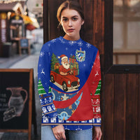 Cuba Christmas Ugly Christmas Sweater with Santa Driving Classic Car Cuban Seal Feliz Navidad and Holiday Gift - Wonder Print Shop