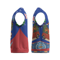 Cuba Christmas Knitted V-Neck Vest with Santa Driving Classic Car Cuban Seal Feliz Navidad and Holiday Gift - Wonder Print Shop