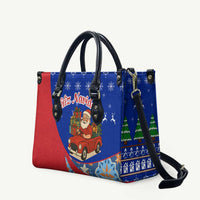 Cuba Christmas Leather Bag with Santa Driving Classic Car Cuban Seal Feliz Navidad and Holiday Gift - Wonder Print Shop