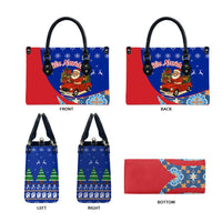 Cuba Christmas Leather Bag with Santa Driving Classic Car Cuban Seal Feliz Navidad and Holiday Gift - Wonder Print Shop