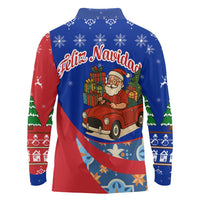 Cuba Christmas Long Sleeve Polo Shirt with Santa Driving Classic Car Cuban Seal Feliz Navidad and Holiday Gift - Wonder Print Shop