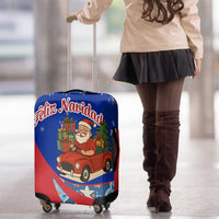 Cuba Christmas Luggage Cover with Santa Driving Classic Car Cuban Seal Feliz Navidad and Holiday Gift - Wonder Print Shop