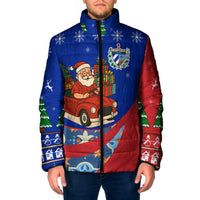 Cuba Christmas Padded Jacket with Santa Driving Classic Car Cuban Seal Feliz Navidad and Holiday Gift - Wonder Print Shop