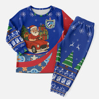 Cuba Christmas Pajama Set with Santa Driving Classic Car Cuban Seal Feliz Navidad and Holiday Gift - Wonder Print Shop